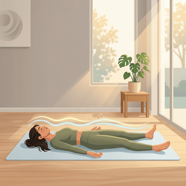 平躺在垫子上进行身体扫描冥想