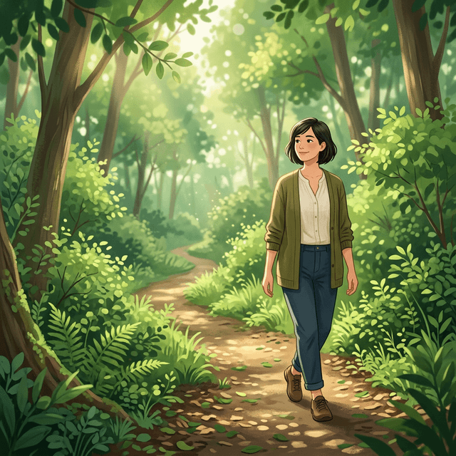 在公园或树林中进行正念缓慢行走